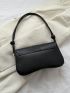Small Flap Square Bag Metal Decor Elegant Black