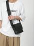 Mini Square Bag White Minimalist Flap Adjustable Strap For Daily