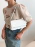 Small Flap Square Bag Crocodile Embossed Minimalist