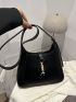 Small Hobo Bag Metal Decor Elegant Adjustable Strap