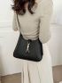Small Hobo Bag Metal Decor Elegant Adjustable Strap