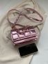 Mini Flap Square Bag Geometric Embossed Metallic Funky