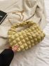 Mini Ruched Bag With Pom Pom Bag Charm Chain Strap