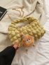Mini Ruched Bag With Pom Pom Bag Charm Chain Strap