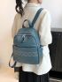 Stitch Detail Classic Backpack PU Zip Front