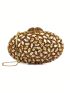 Mini Box Bag Rhinestone Decor Gold Funky For Party, Perfect Bride Purse For Wedding, Prom & Party Events