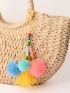 Multi-Color Bag Charm Tassel & Pom Pom Decor For Summer Travel Holiday Beach Bag Ornament