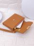 Brown Small Wallet Credit Card Holder With Zipper For Daily