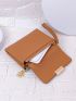 Brown Small Wallet Credit Card Holder With Zipper For Daily