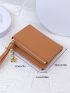 Brown Small Wallet Credit Card Holder With Zipper For Daily