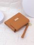 Brown Small Wallet Credit Card Holder With Zipper For Daily