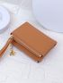 Brown Small Wallet Credit Card Holder With Zipper For Daily