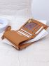 Brown Small Wallet Credit Card Holder With Zipper For Daily