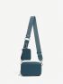 Black Square Bag With Coin Purse Minimalist Zipper Adjustable Strap PU