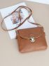 Mini Square Bag Brown Minimalist Flap For Daily
