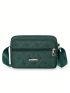 Mini Square Bag Metal Letter Decor Zipper Nylon