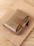 Brown Small Wallet Stitch Detail With Zipper For Daily