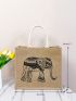 Small Shopper Bag Elephant Pattern Double Handle