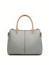 Medium Square Bag Litchi Embossed Metal Decor Adjustable-strap