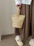 Mini Straw Bag Color Block Zipper Top-Handle