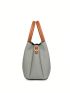 Medium Square Bag Litchi Embossed Metal Decor Adjustable-strap