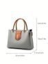 Medium Square Bag Litchi Embossed Metal Decor Adjustable-strap
