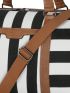 Large Fashion Travel Bag Striped Pattern Lightweight High-capacity Adjustable-strap