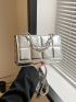 Mini Square Bag Funky Metallic Silver Chain Decor PU