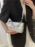 Mini Square Bag Funky Metallic Silver Chain Decor PU