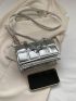 Mini Square Bag Funky Metallic Silver Chain Decor PU