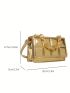 Mini Square Bag Funky Metallic Blue Chain Decor PU