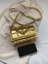 Mini Square Bag Funky Metallic Blue Chain Decor PU