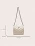 Mini Square Bag Quilted Metal Decor Chain Strap Baby Pink Fashionable