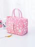 Small Lunch Bag Flower Pattern Zipper Double Handle