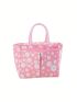 Small Lunch Bag Flower Pattern Zipper Double Handle