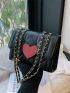 Small Square Bag Quilted Detail Heart Decor