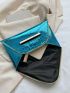 Crocodile Embossed Envelope Bag Blue Metal Decor Fashionable