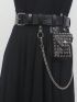 Mini Belt Bag Grommet Eyelet Detail Chain Decor Phone Pouch