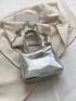 Mini Square Bag Silver Funky Double Handle