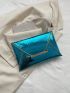 Crocodile Embossed Flap Square Bag Funky Blue