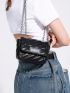 Mini Square Bag Letter Patch Stitch Detail Chain Strap