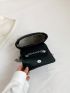 Mini Square Bag Letter Patch Stitch Detail Chain Strap