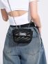 Mini Square Bag Letter Patch Stitch Detail Chain Strap