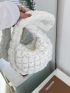 Quilted Detail Ruched Bag With Zipper Nylon