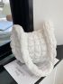Quilted Detail Ruched Bag With Zipper Nylon