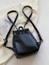 Black Flap Backpack PU Minimalist