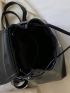 Black Flap Backpack PU Minimalist