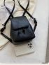 Black Flap Backpack PU Minimalist