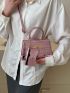 Mini Square Bag With Small Pouch Crocodile Embossed Metallic PU Funky