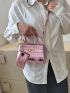 Mini Square Bag With Small Pouch Crocodile Embossed Metallic PU Funky